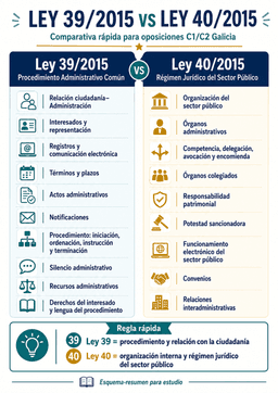 Comparativa rápida entre la Ley 39/2015, del Procedimiento Administrativo Común, y la Ley 40/2015, de Régimen Jurídico del Sector Público